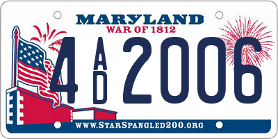 MD license plate 4AD2006