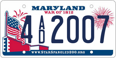 MD license plate 4AD2007