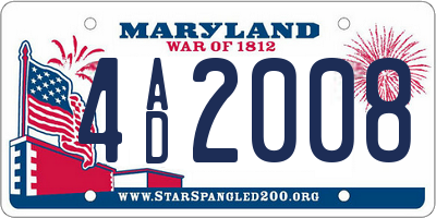 MD license plate 4AD2008