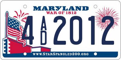 MD license plate 4AD2012