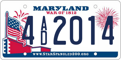 MD license plate 4AD2014
