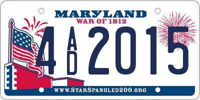 MD license plate 4AD2015