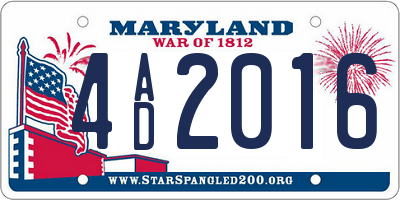 MD license plate 4AD2016