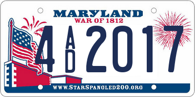 MD license plate 4AD2017