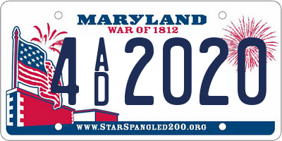 MD license plate 4AD2020