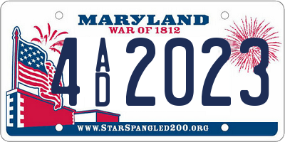 MD license plate 4AD2023