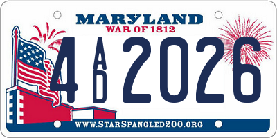 MD license plate 4AD2026