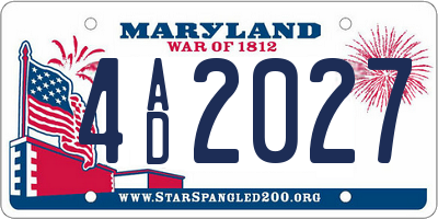 MD license plate 4AD2027