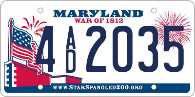 MD license plate 4AD2035