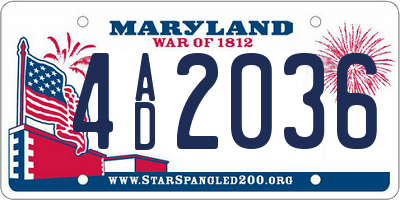 MD license plate 4AD2036