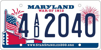 MD license plate 4AD2040