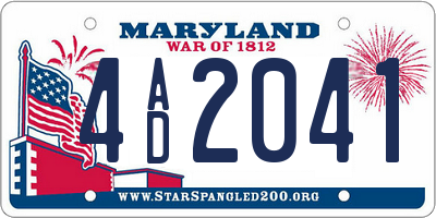 MD license plate 4AD2041