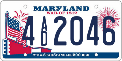 MD license plate 4AD2046