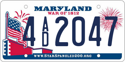 MD license plate 4AD2047