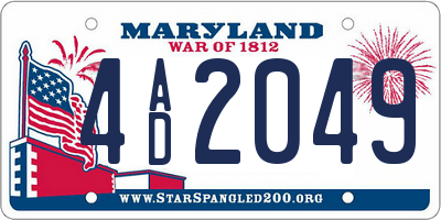 MD license plate 4AD2049