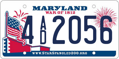 MD license plate 4AD2056