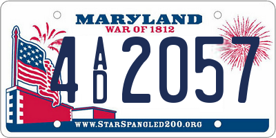 MD license plate 4AD2057
