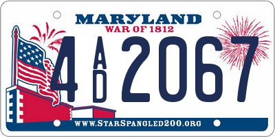 MD license plate 4AD2067