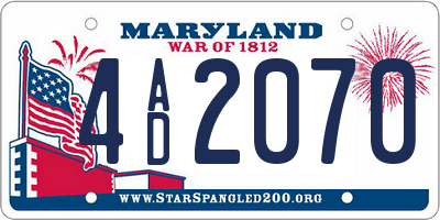 MD license plate 4AD2070