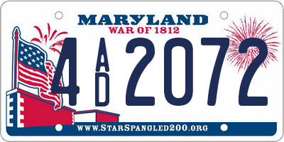 MD license plate 4AD2072