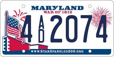MD license plate 4AD2074