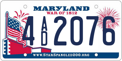 MD license plate 4AD2076