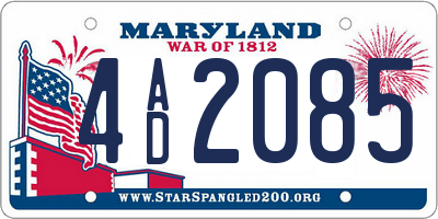 MD license plate 4AD2085