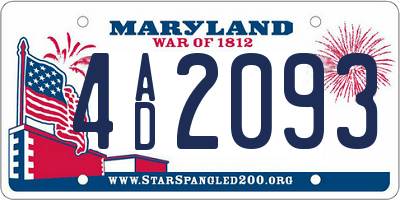MD license plate 4AD2093
