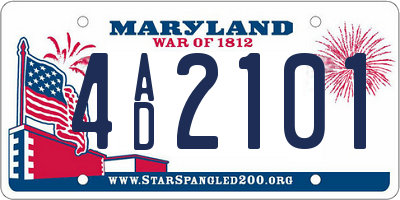 MD license plate 4AD2101