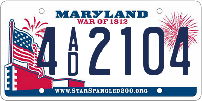 MD license plate 4AD2104