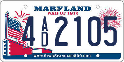 MD license plate 4AD2105