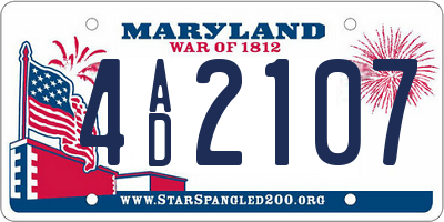 MD license plate 4AD2107
