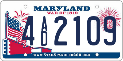 MD license plate 4AD2109