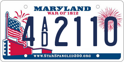 MD license plate 4AD2110