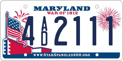 MD license plate 4AD2111