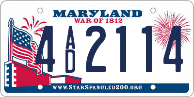 MD license plate 4AD2114