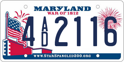 MD license plate 4AD2116
