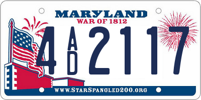 MD license plate 4AD2117
