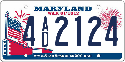 MD license plate 4AD2124
