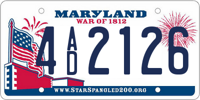 MD license plate 4AD2126