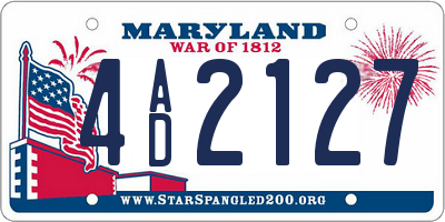 MD license plate 4AD2127