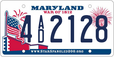 MD license plate 4AD2128