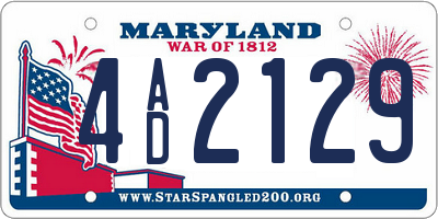 MD license plate 4AD2129