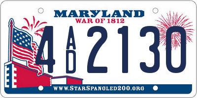 MD license plate 4AD2130