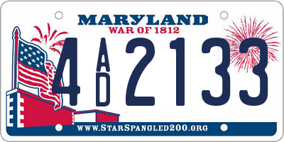 MD license plate 4AD2133