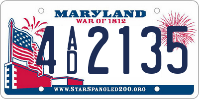 MD license plate 4AD2135