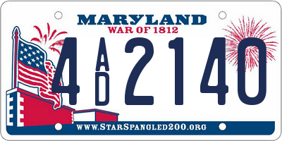 MD license plate 4AD2140