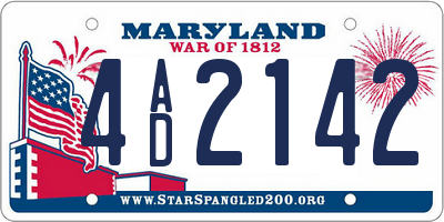 MD license plate 4AD2142