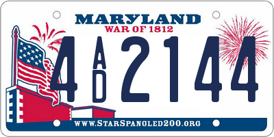 MD license plate 4AD2144