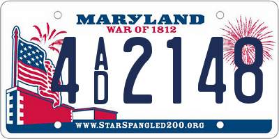 MD license plate 4AD2148